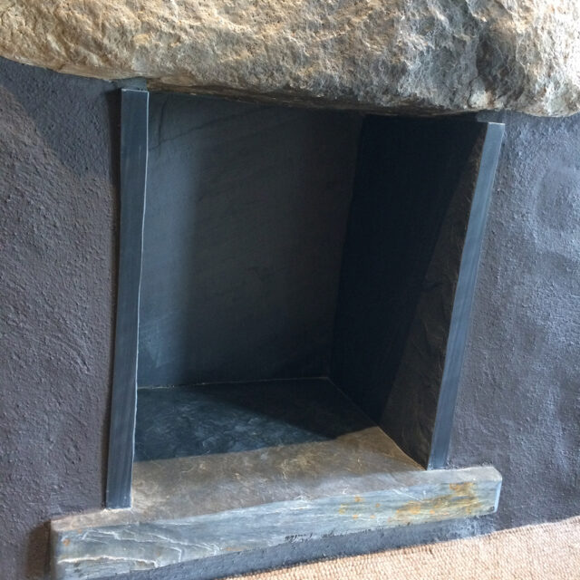Riven Welsh slate hearth and surround